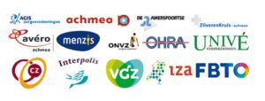 Logo’s van Nederlandse zorgverzekeraars waarmee Praktijk Gezond & Fit samenwerkt, waaronder VGZ, Zilveren Kruis, CZ, Menzis en FBTO